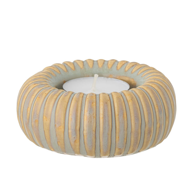 Suport lumanare din ceramica, Topeka Galben, Ø9xH4 cm (1)