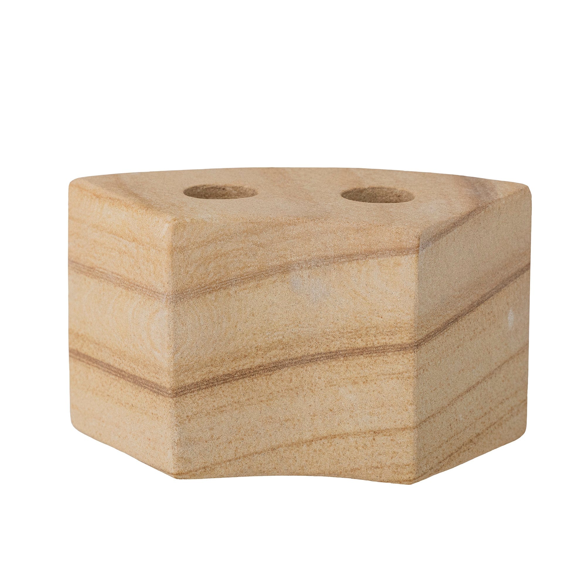 Suport lumanare din gresie, Florida Natural, l14,5xA7,5xH8 cm