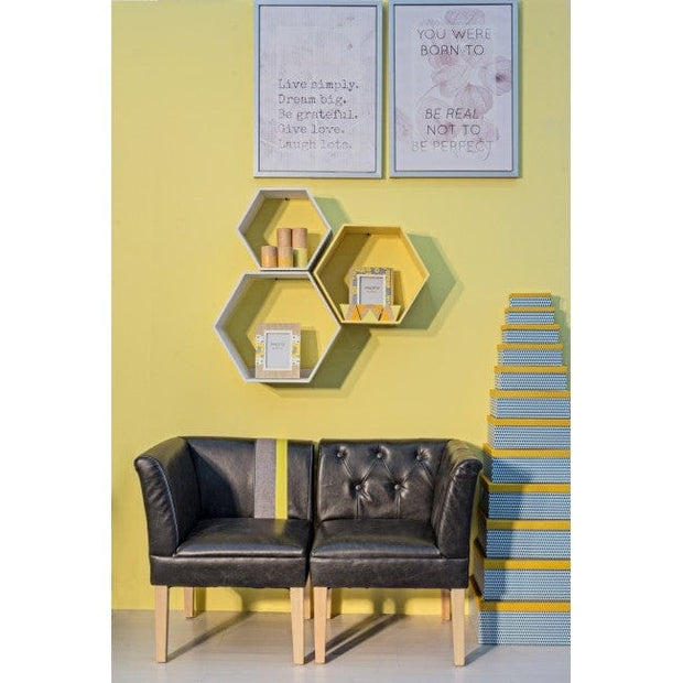 Suport lumanare din lemn Block Galben / Natural, Ø6xH16 cm (1)