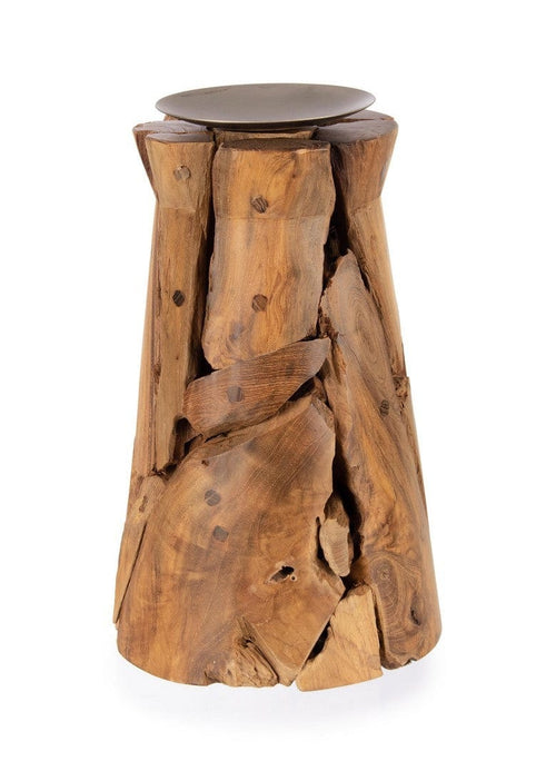 Suport lumanare din lemn de tec Arwood Natural, Ø19xH32 cm