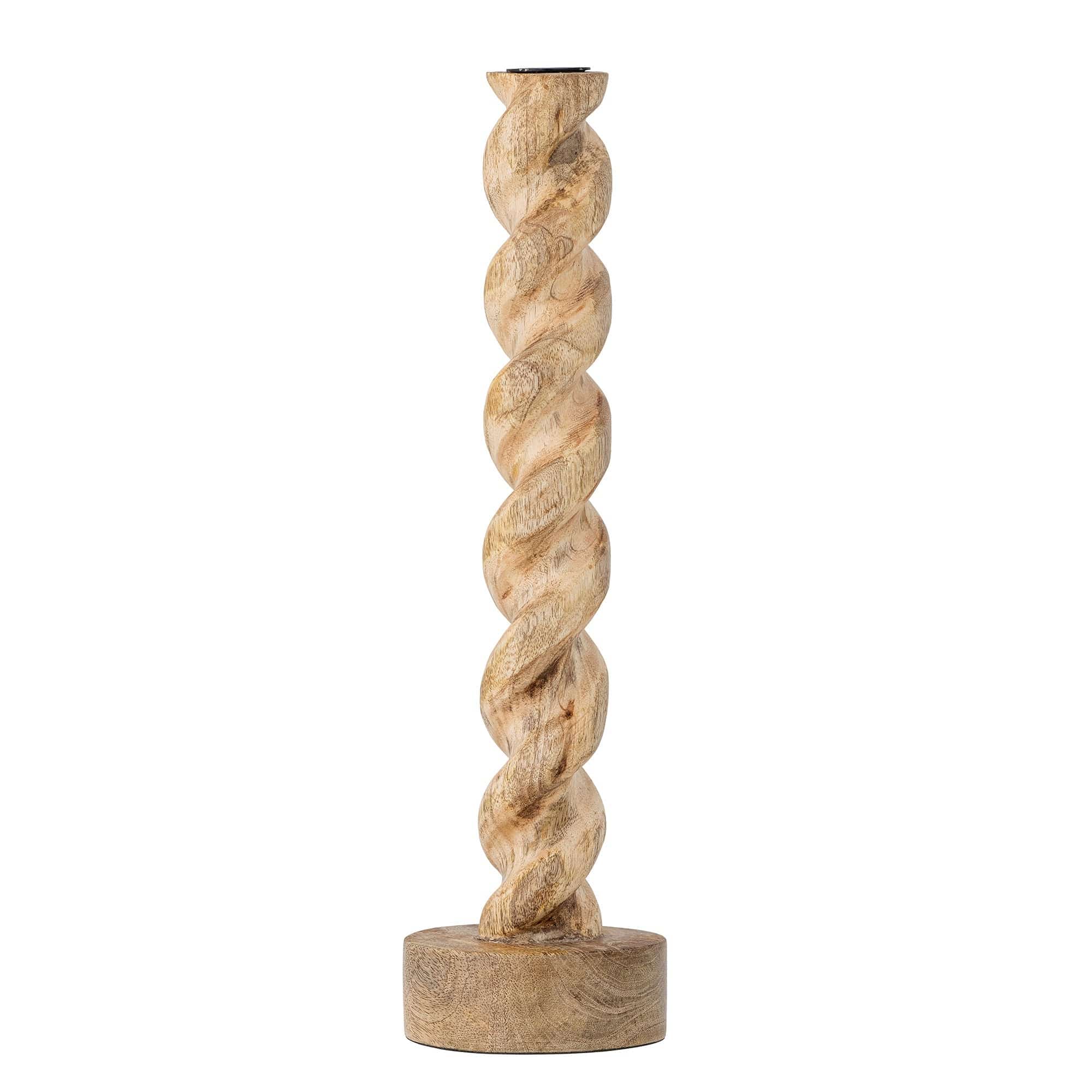 Suport lumanare din lemn si metal, Enrica Natural, l10xA10xH36 cm