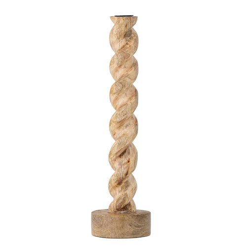 Suport lumanare din lemn si metal, Enrica Natural, l10xA10xH36 cm