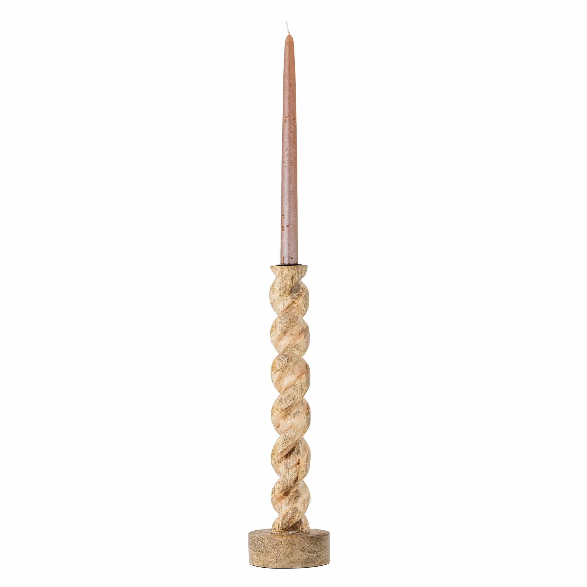 Suport lumanare din lemn si metal, Enrica Natural, l10xA10xH36 cm (1)