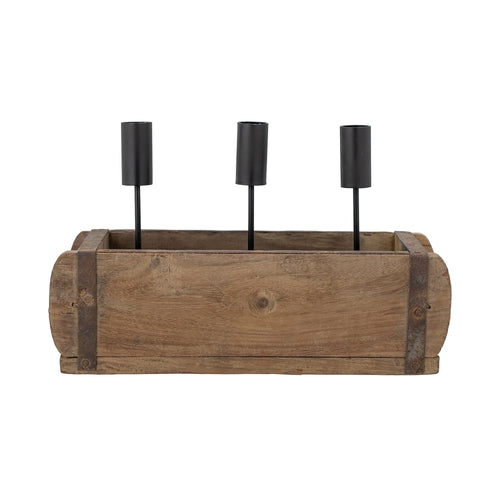 Suport lumanare din lemn si metal, Ziggie Maro, l32,5xA14,5xH18 cm