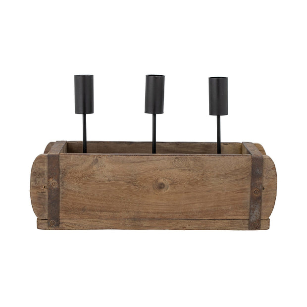 Suport lumanare din lemn si metal, Ziggie Maro, l32,5xA14,5xH18 cm