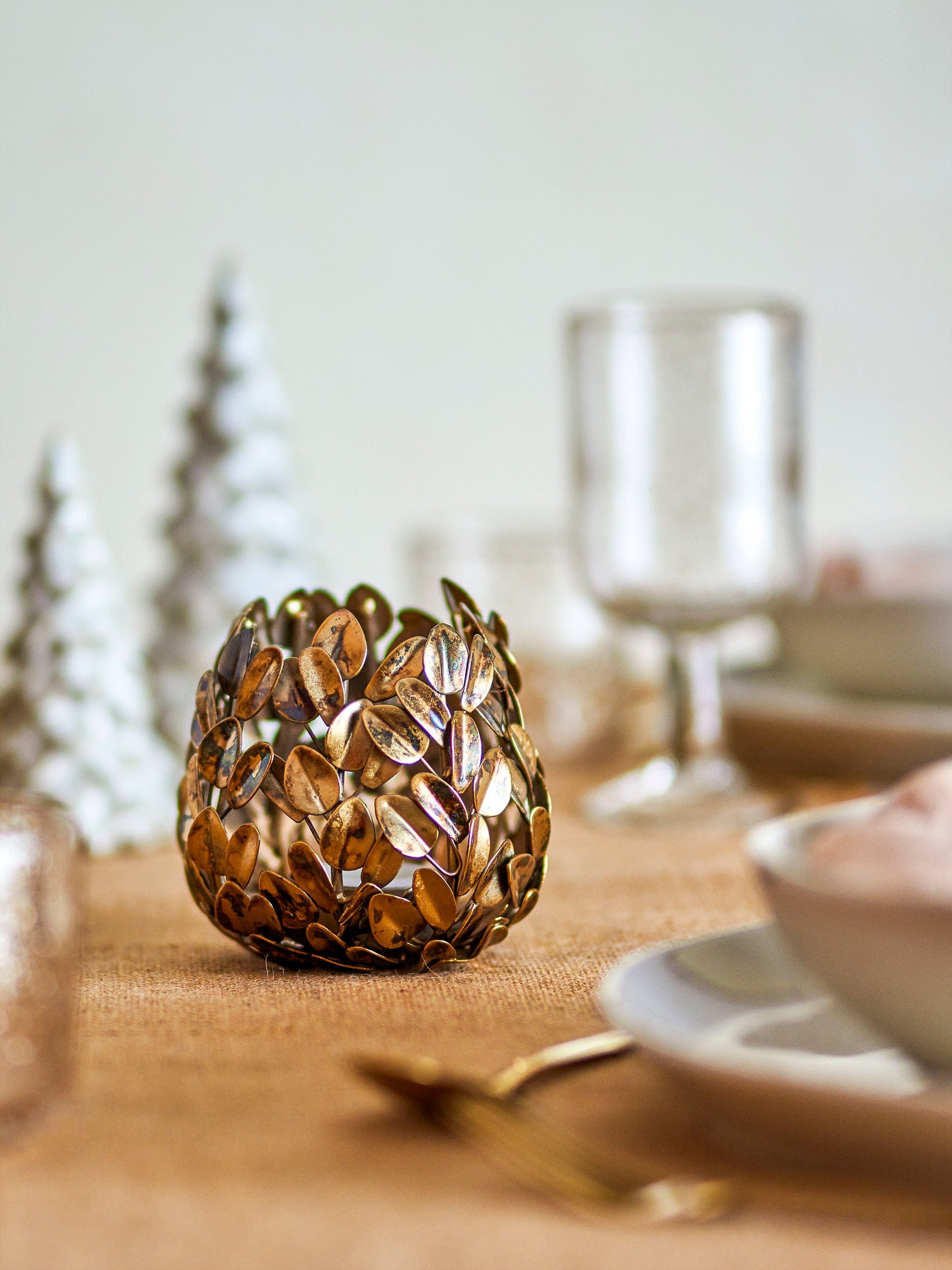 Suport lumanare din metal, Cherina Alama, Ø11xH10 cm (2)