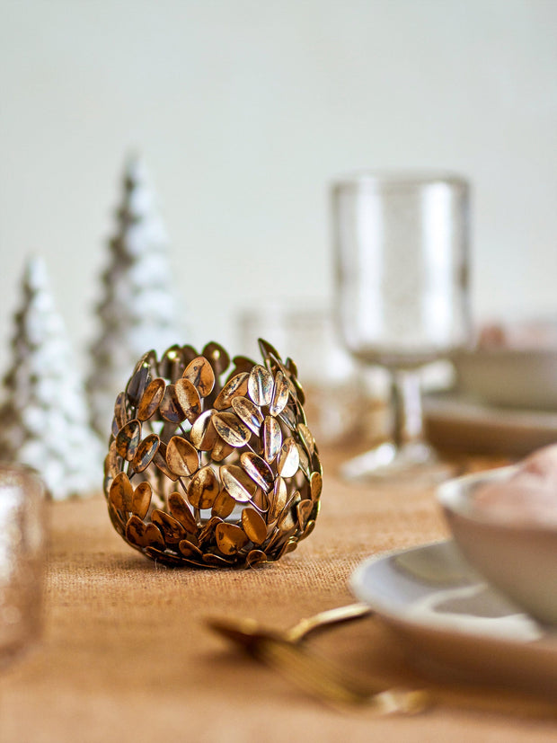 Suport lumanare din metal, Cherina Alama, Ø11xH10 cm (2)