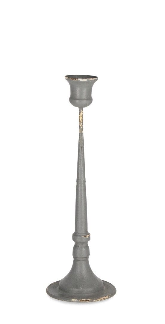 Suport lumanare din metal Nemesi Gri, Ø11xH34 cm