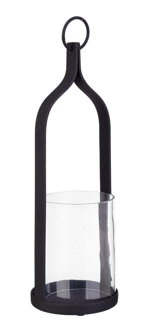 Suport lumanare din metal Ridhi Negru / Transparent, Ø10,5xH30 cm