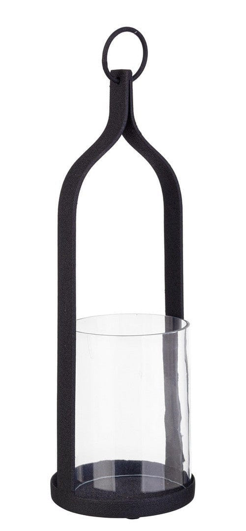 Suport lumanare din metal Ridhi Negru / Transparent, Ø10,5xH30 cm