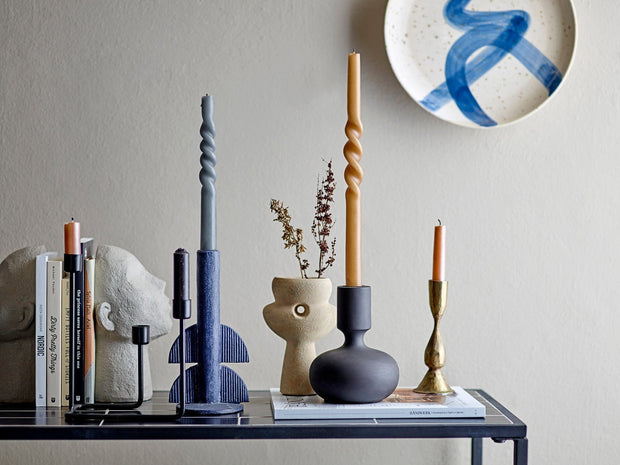 Suport lumanare din polirasina, Bess Albastru, l11xA9,5xH22 cm (3)