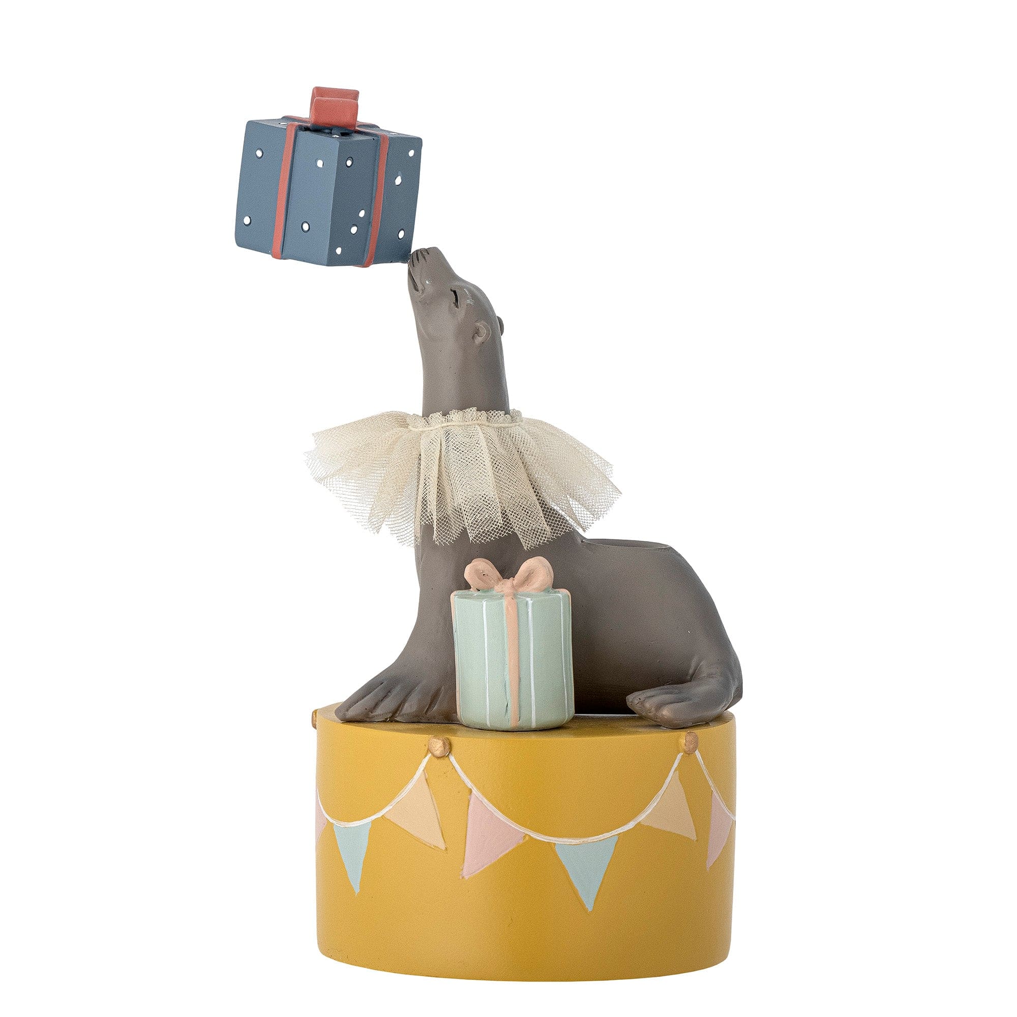 Suport lumanare din polirasina, Flor Galben, Ø10xH19 cm