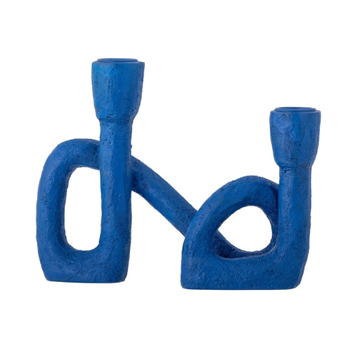 Suport lumanare din polirasina, Mashel Albastru, l21xA6xH16,5 cm