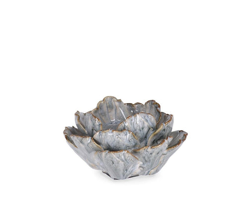 Suport lumanare din portelan Iku Albastru, L11xl10xH6,5 cm