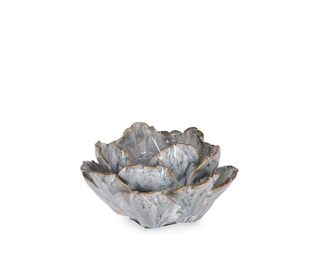 Suport lumanare din portelan Iku Albastru, L11xl10xH6,5 cm