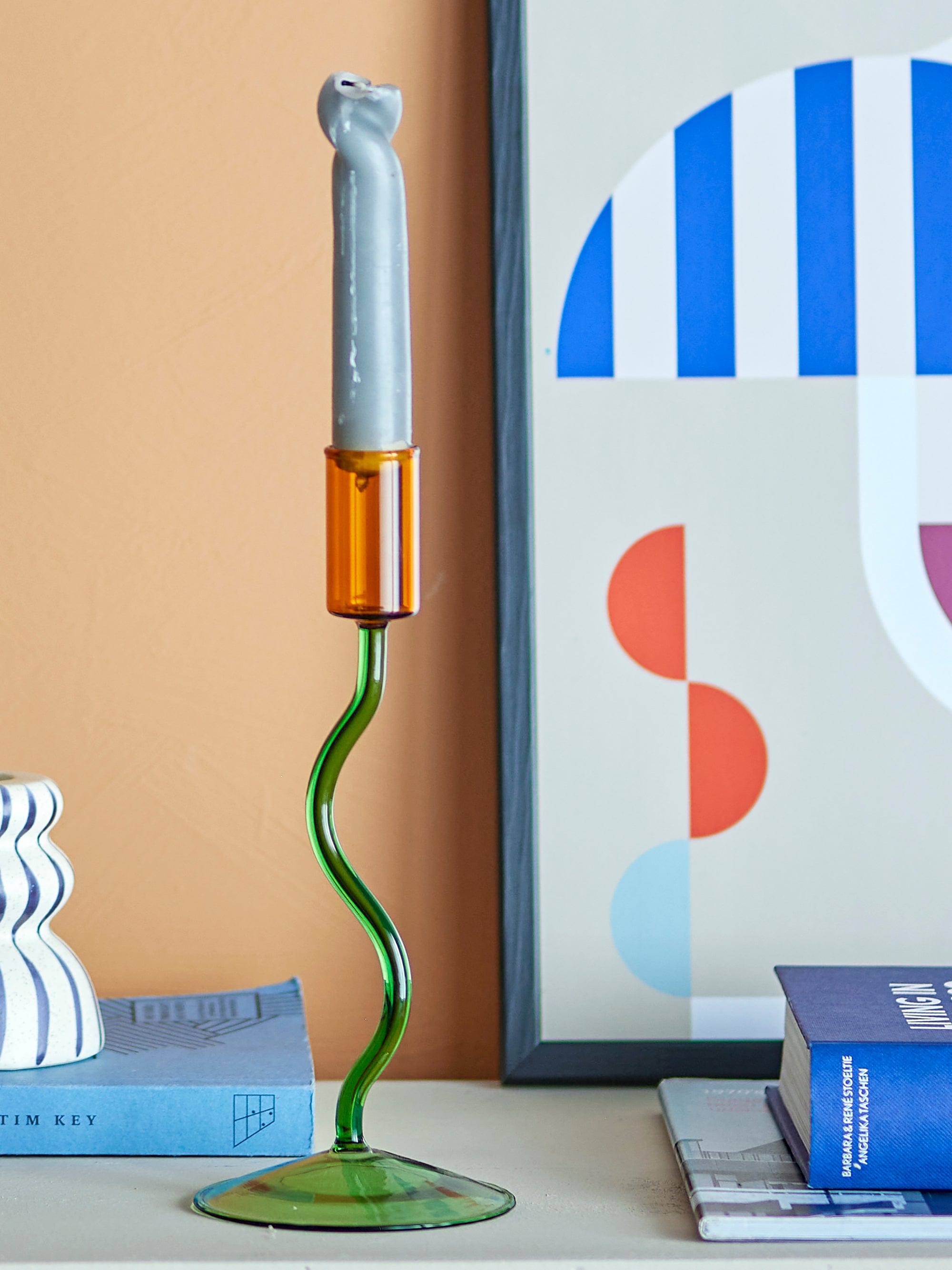 Suport lumanare din sticla, Ada Verde, Ø9xH22 cm (2)