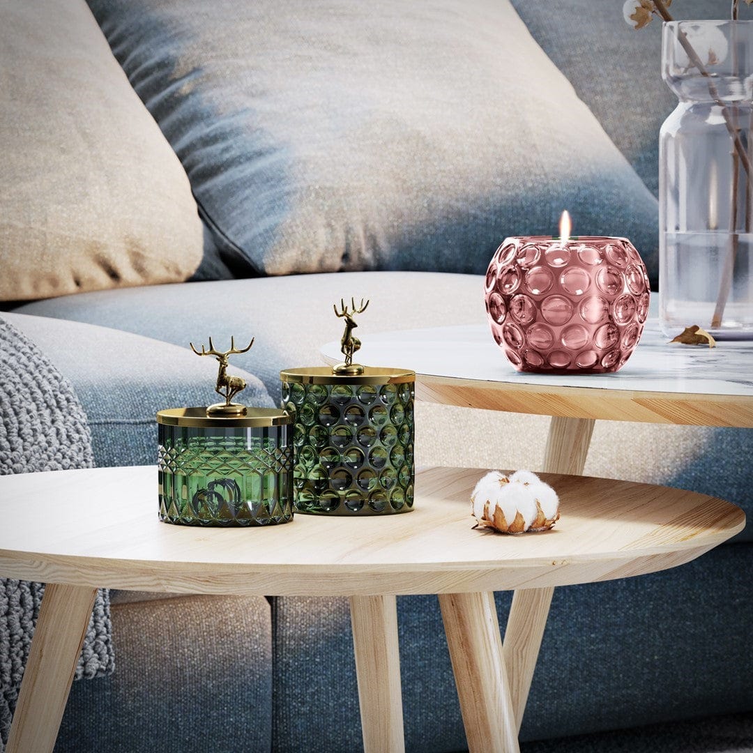 Decoking Suport lumanare din sticla, Gijon Roz, Ø11xH9 cm