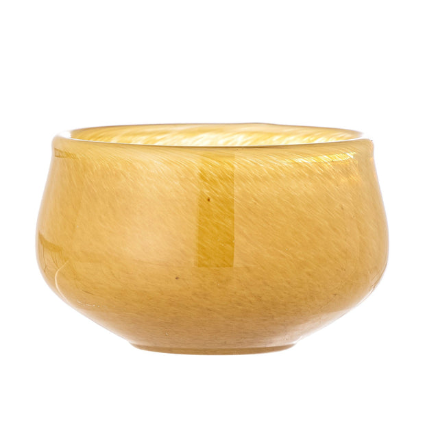 Suport lumanare din sticla, Jose Galben, Ø10xH5 cm