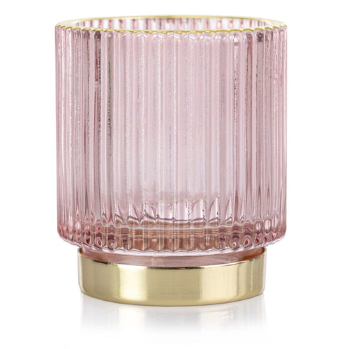 Decoking Suport lumanare din sticla, Pompey Roz, Ø7xH8 cm