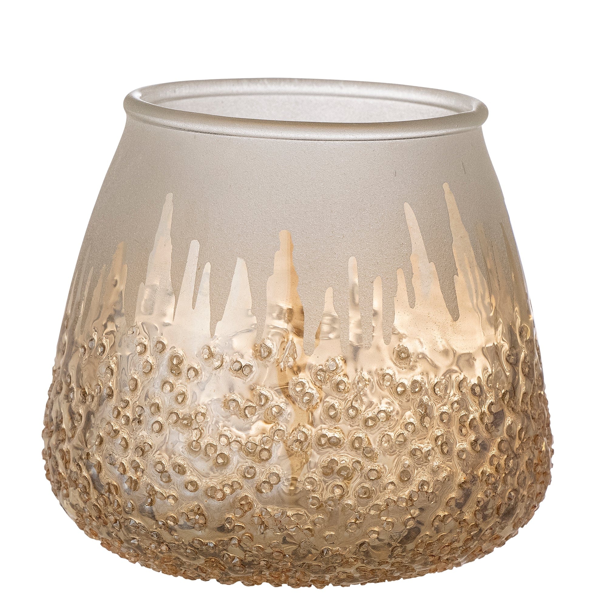 Suport lumanare din sticla reciclata, Fenjah Auriu, Ø9xH9 cm