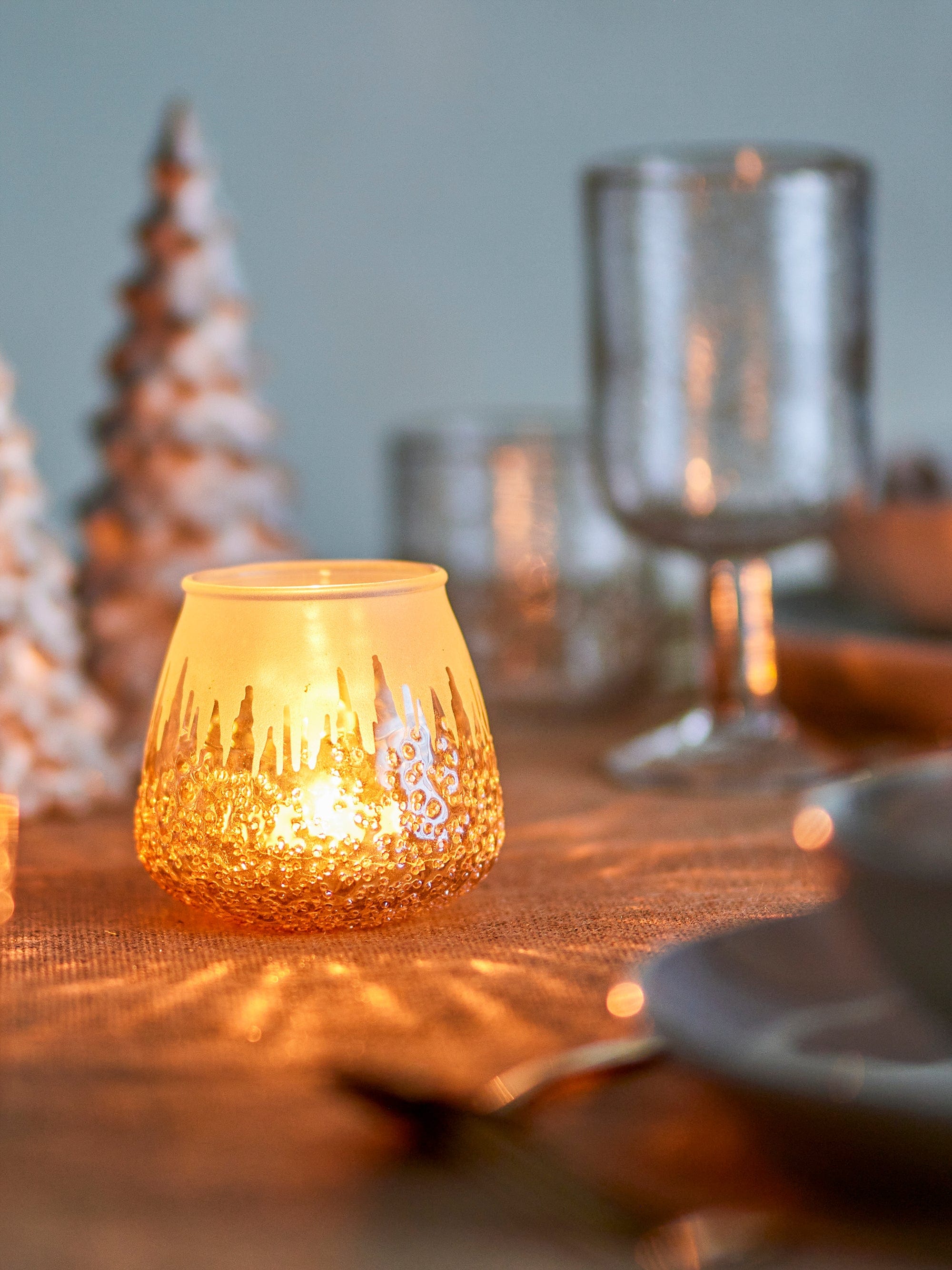 Suport lumanare din sticla reciclata, Fenjah Auriu, Ø9xH9 cm (1)