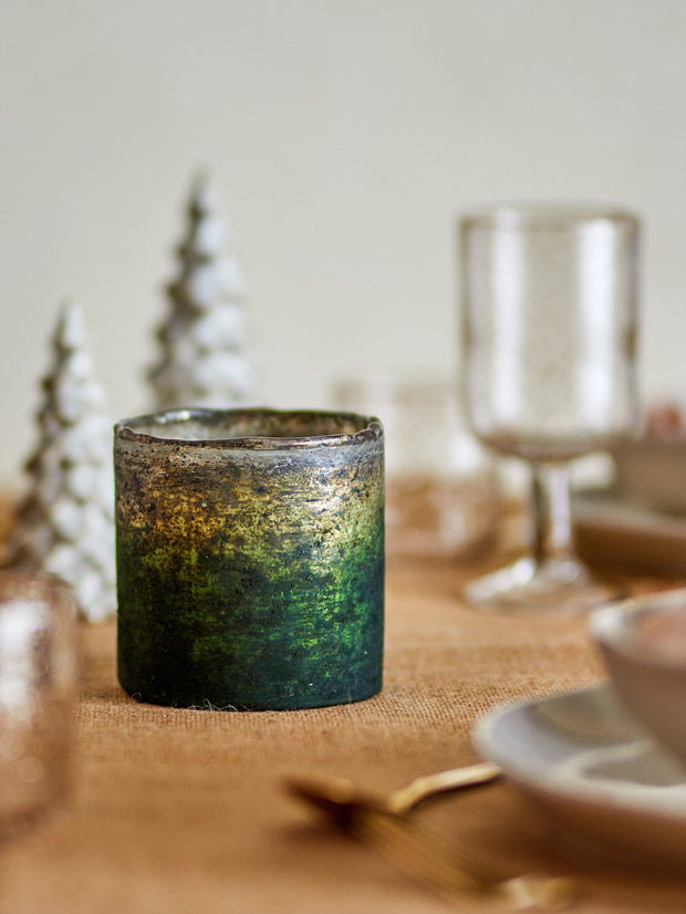 Suport lumanare din sticla reciclata, Janessa Verde, Ø10xH10 cm (2)