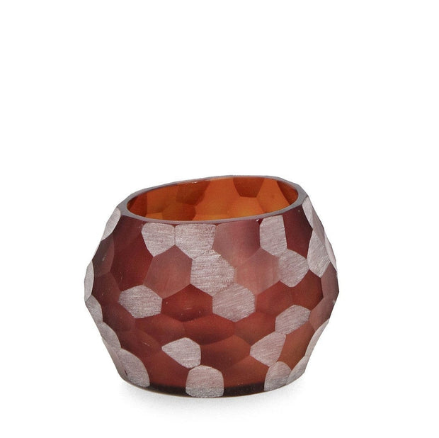 Suport lumanare din sticla Sampur Bordeaux, Ø12xH8 cm