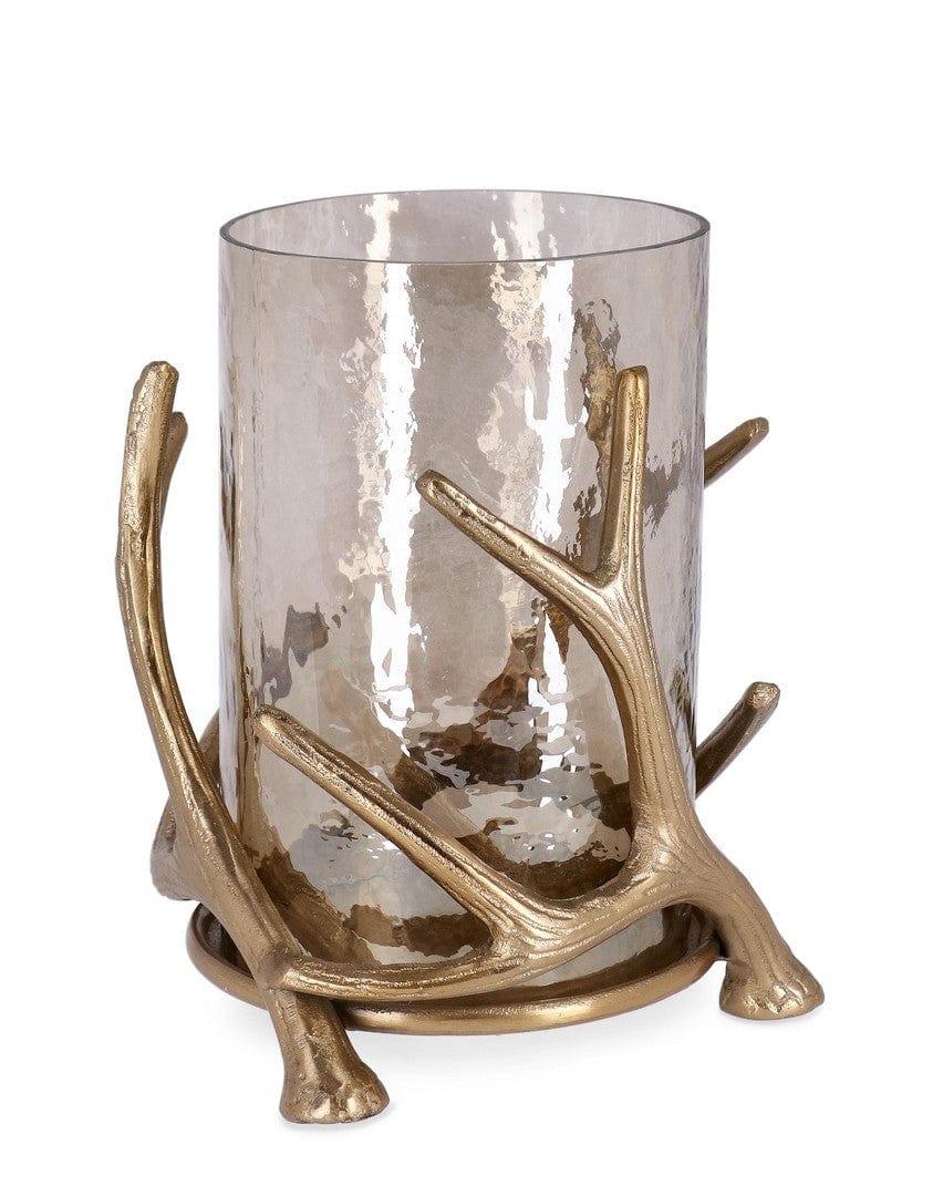 Suport lumanare din sticla si aluminiu Sagar Auriu / Transparent, Ø24xH22 cm