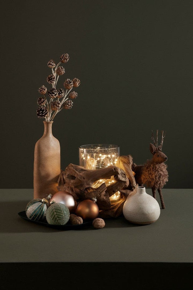 Suport lumanare din sticla si lemn de tec Izara Natural / Transparent, Ø36xH22 cm (1)