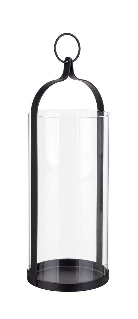 Suport lumanare din sticla si metal Merope Negru / Transparent, Ø12,5xH33 cm