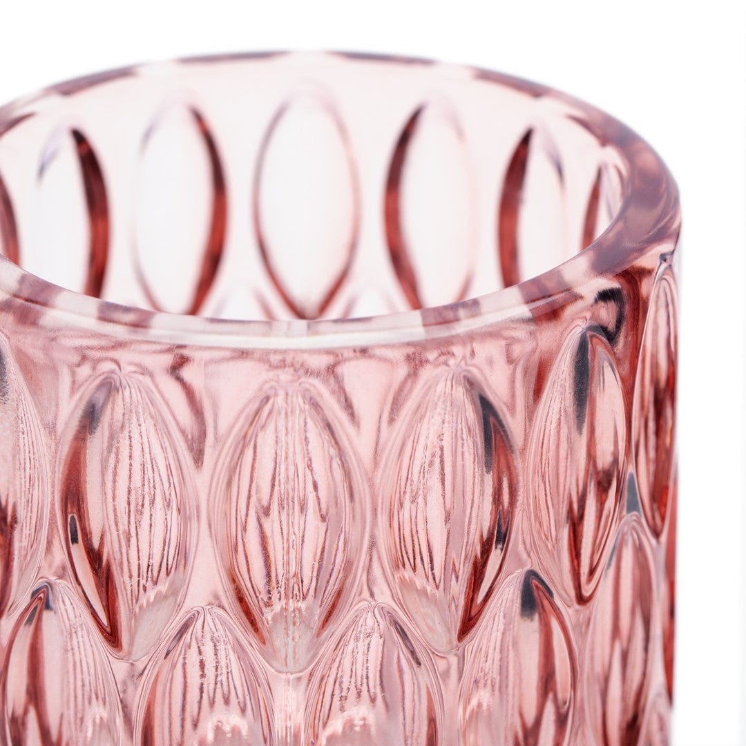 Decoking Suport lumanare din sticla, Vigo Roz, Ø9xH9,5 cm