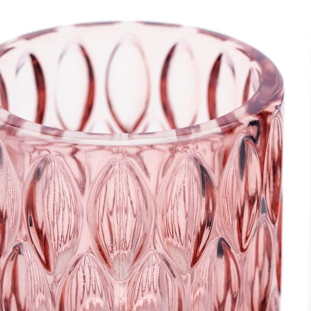Decoking Suport lumanare din sticla, Vigo Roz, Ø9xH9,5 cm