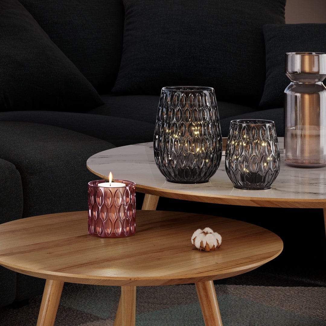 Decoking Suport lumanare din sticla, Vigo Roz, Ø9xH9,5 cm