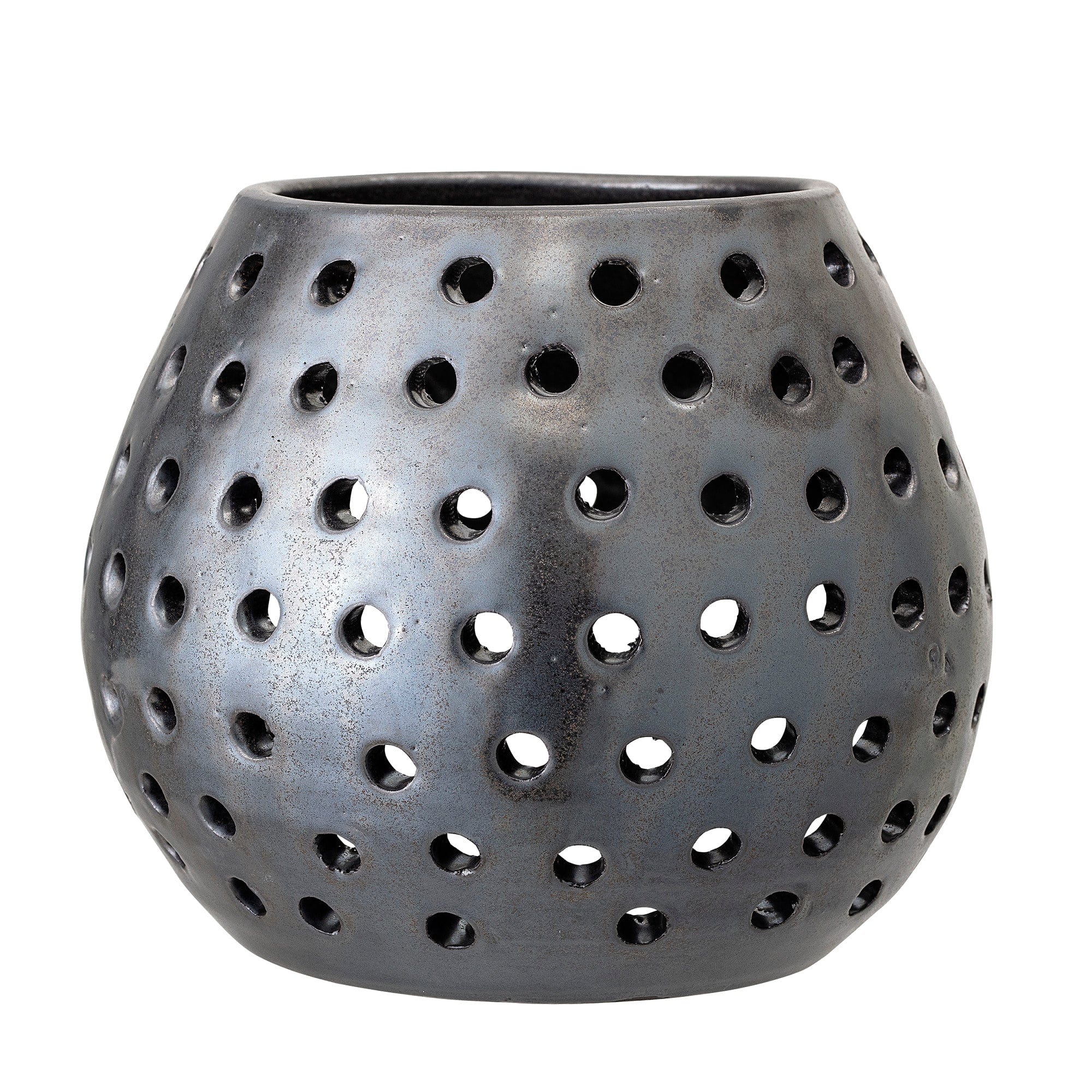 Suport lumanare din teracota, Neece Gri, Ø23xH20 cm