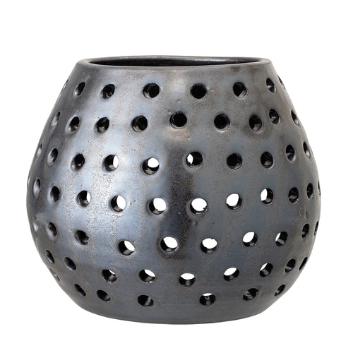 Suport lumanare din teracota, Neece Gri, Ø23xH20 cm