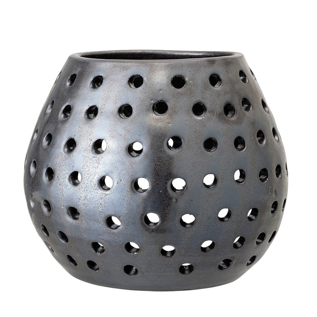 Suport lumanare din teracota, Neece Gri, Ø23xH20 cm