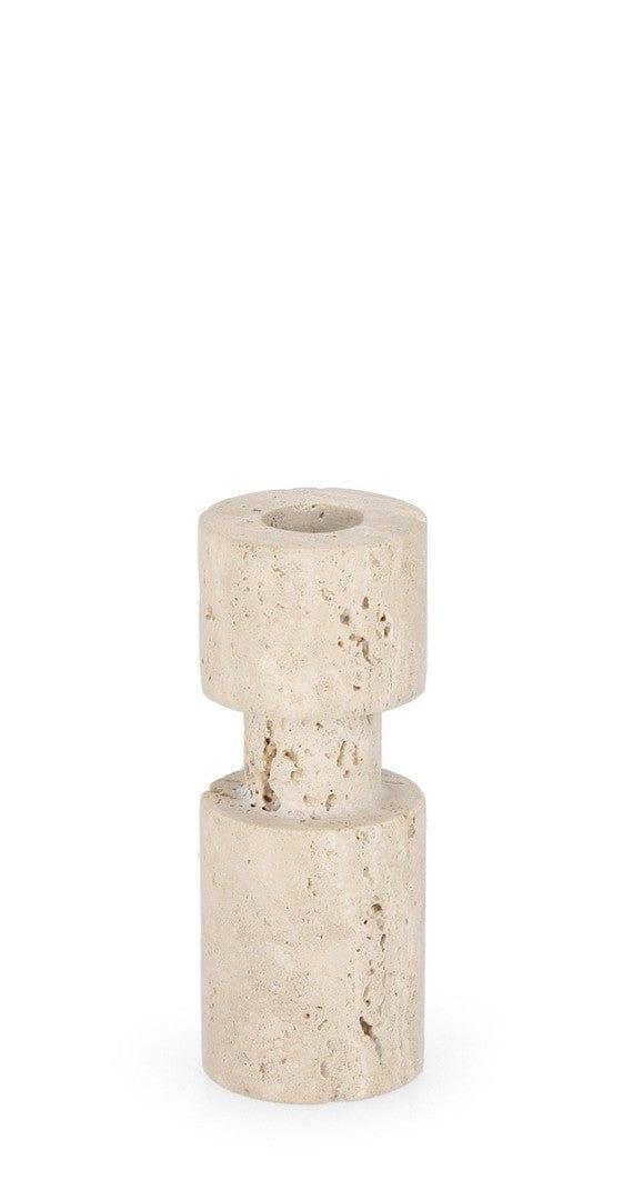 Suport lumanare din travertin Tirak Bej, Ø5xH12,5 cm