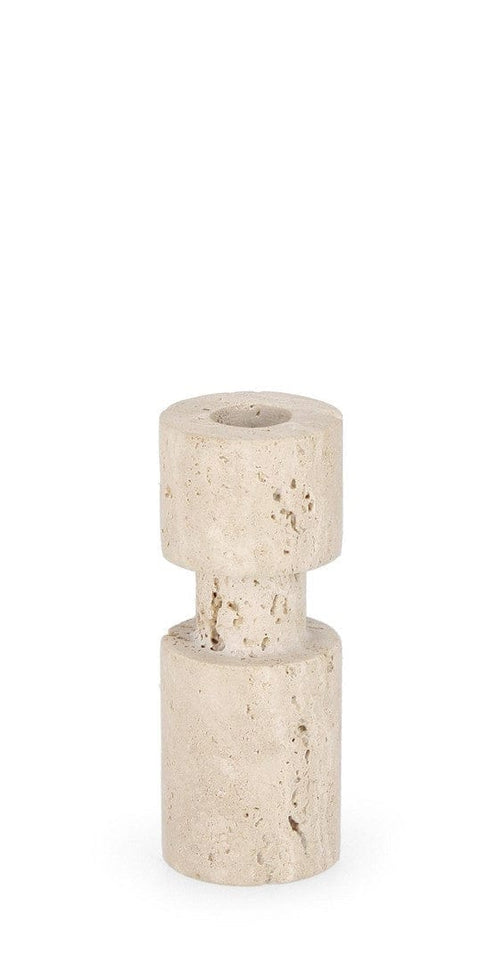 Suport lumanare din travertin Tirak Bej, Ø5xH12,5 cm