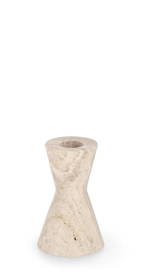 Suport lumanare din travertin Tirak Bej, Ø6,5xH10 cm