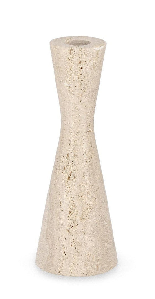 Suport lumanare din travertin Tirak Bej, Ø7,5xH20 cm
