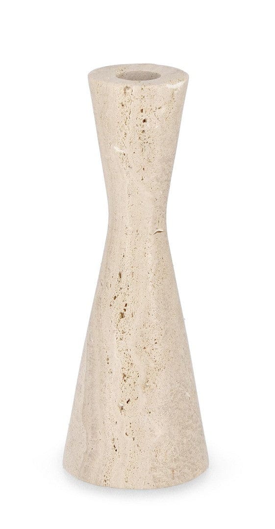 Suport lumanare din travertin Tirak Bej, Ø7,5xH20 cm