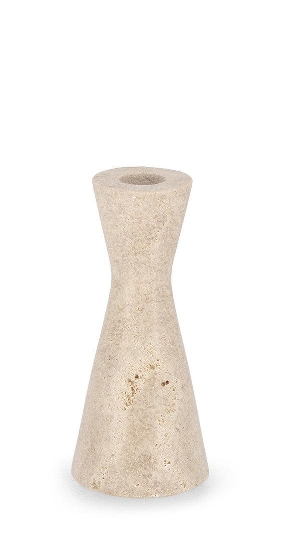 Suport lumanare din travertin Tirak Bej, Ø7xH15 cm