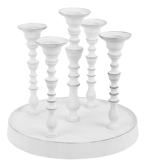 Suport lumanari din aluminiu Kylie Alb, Ø23xH22 cm