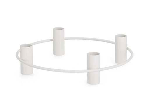 Suport lumanari din metal Hisar Alb, Ø25xH6 cm