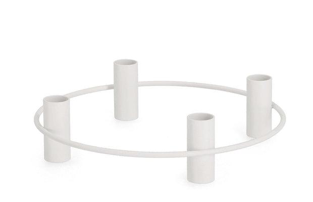 Suport lumanari din metal Hisar Alb, Ø25xH6 cm