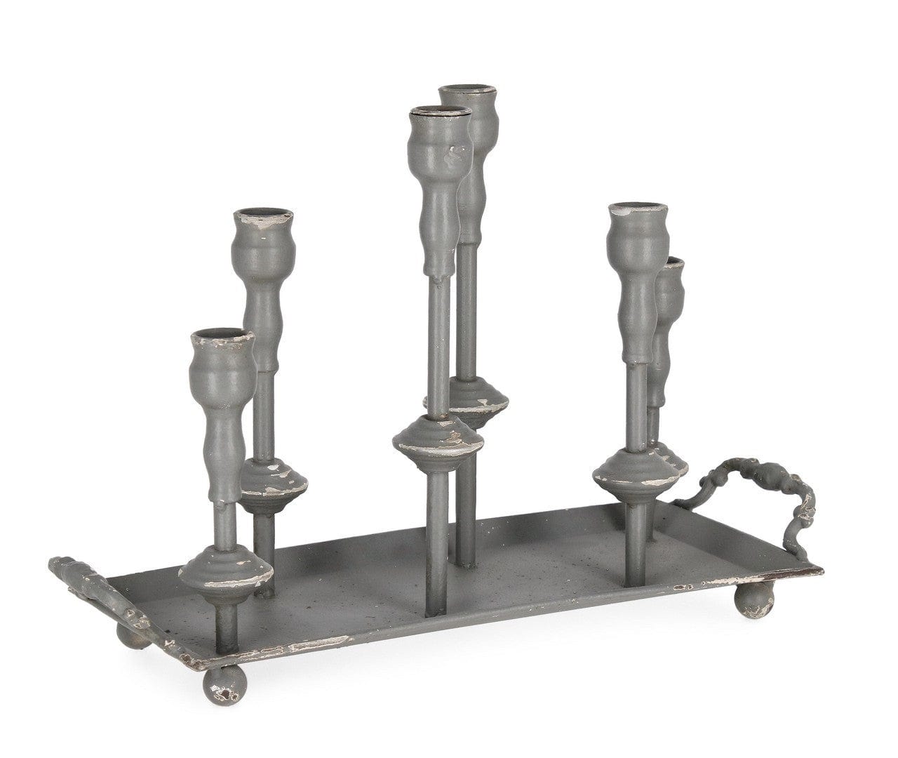 Suport lumanari din metal Nemesi Gri, L41,5xl16xH27 cm