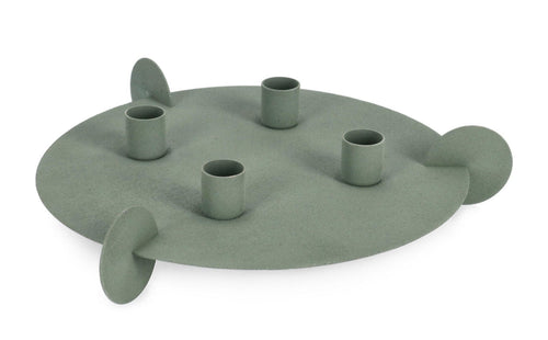 Suport lumanari din metal Ridhi Verde, Ø28xH2,5 cm