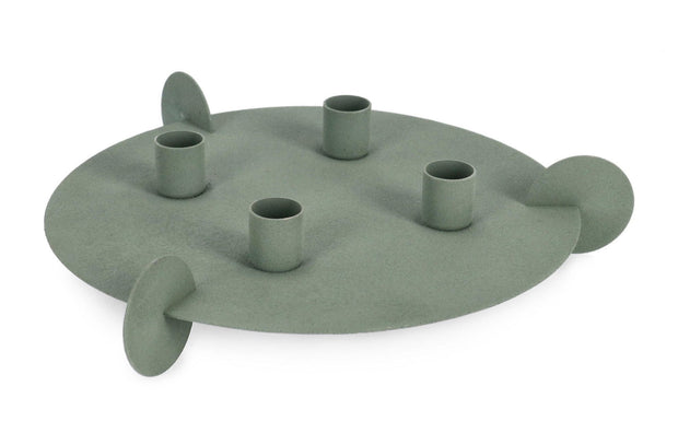 Suport lumanari din metal Ridhi Verde, Ø28xH2,5 cm