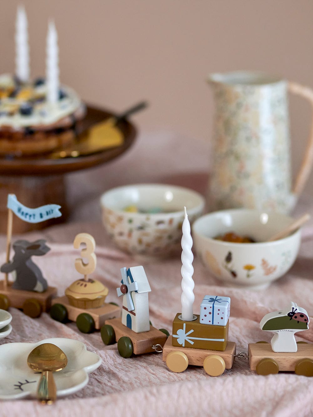 Suport lumanari pentru aniversare din lemn, Alfi Maro, L39xl5xH8,5 cm (9)