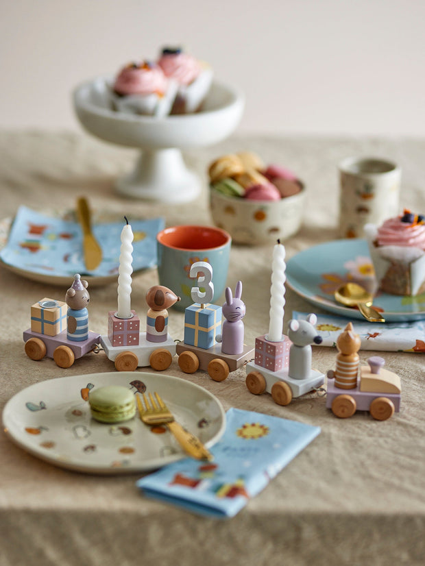 Suport lumanari pentru aniversare din lemn si MDF, Junaid Roz, L38xl5xH11 cm (6)